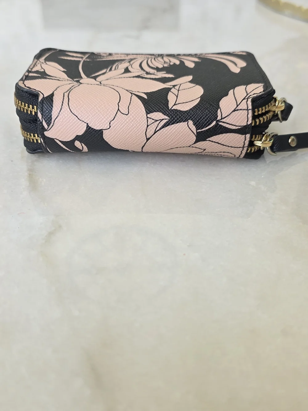 Kate Spade New York Laurel Way Gardenia Rosie Double Zip Case Wallet Black Pink